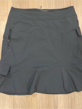 Royal Robbins Size 14 Discovery Cargo Ruffle Skirt Gray Outdoor Hiking Utility